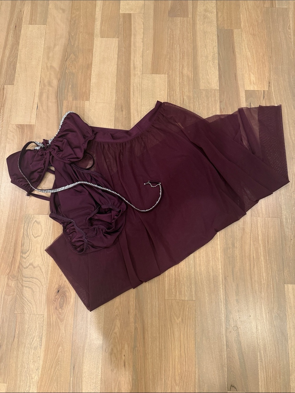 Women's Burgundy Chiffon Layered Lyrical Costume